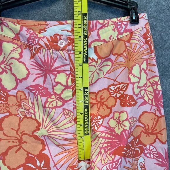 Lilly Pulitzer Floral Print Pants Size 4 Tropical Hibiscus Flamingo Capri Cotton - Picture 5 of 14
